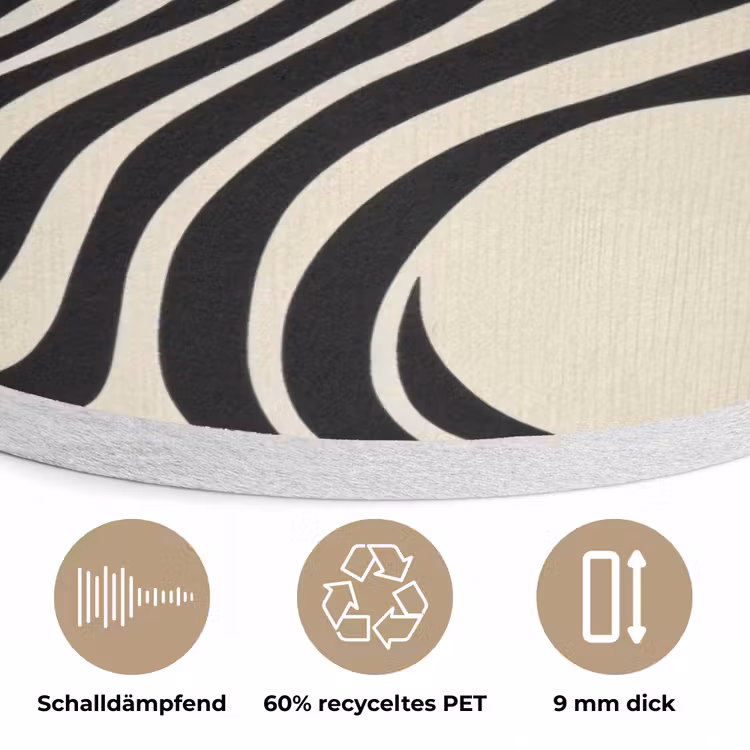 Beige - Lijnen - Golvend - Abstract Akoestische PET Vilt - Rond klein -closeup_DE