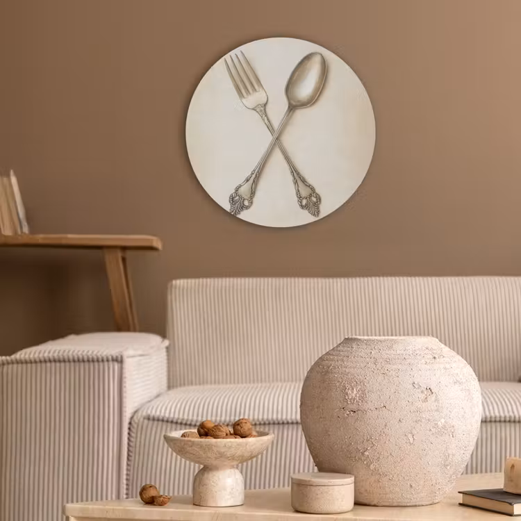 Beige - Vintage - Bestek Akoestische PET Vilt - Rond klein -sfeer1