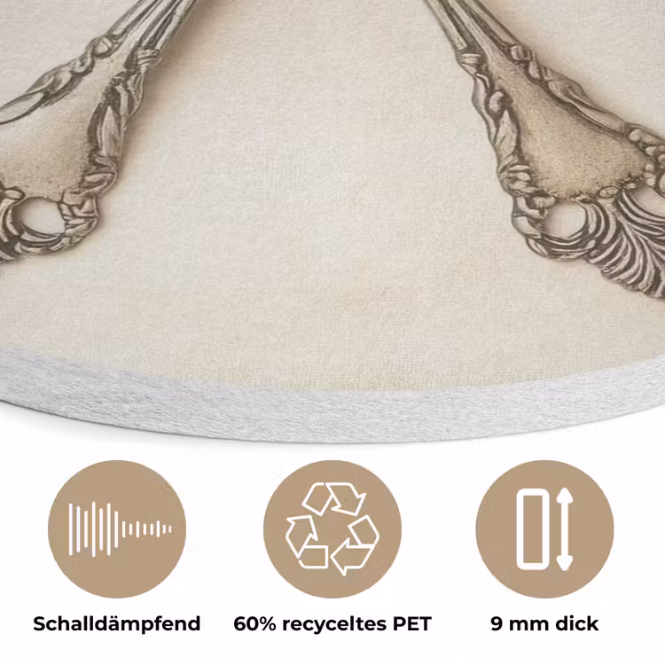 Beige - Vintage - Bestek Akoestische PET Vilt - Rond klein -closeup_DE