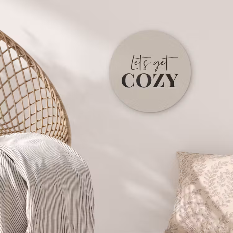 Beige - Winter - Quote - Cozy Akoestische PET Vilt - Rond klein -sfeer4