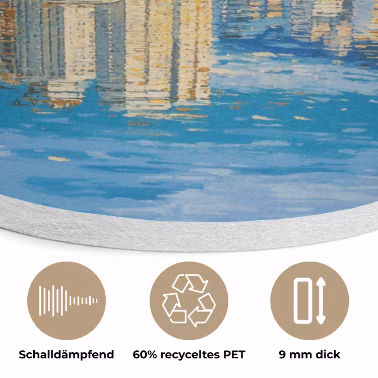 Berg - Skyline - Strand - Water Akoestische PET Vilt - Rond klein -closeup_DE
