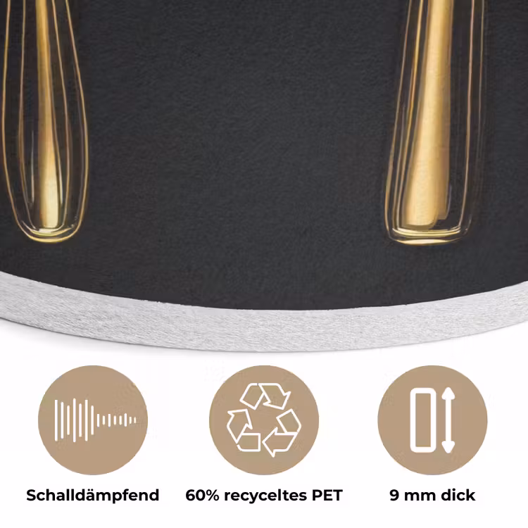 Bestek - Goud - Mes - Vork Akoestische PET Vilt - Rond klein -closeup_DE