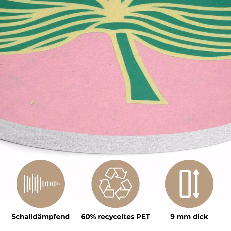 Blad - Groen - Illustratie - Minimalistisch Akoestische PET Vilt - Rond klein -closeup_DE