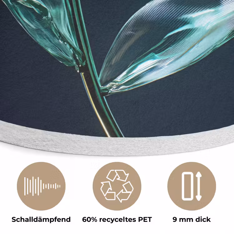 Bladeren - Bloem - Glazen - Donkerblauw Akoestische PET Vilt - Rond klein -closeup_DE