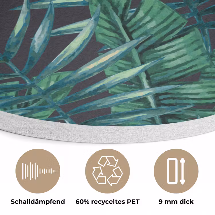Bladeren - Jungle - Tropical Akoestische PET Vilt - Rond klein -closeup_DE