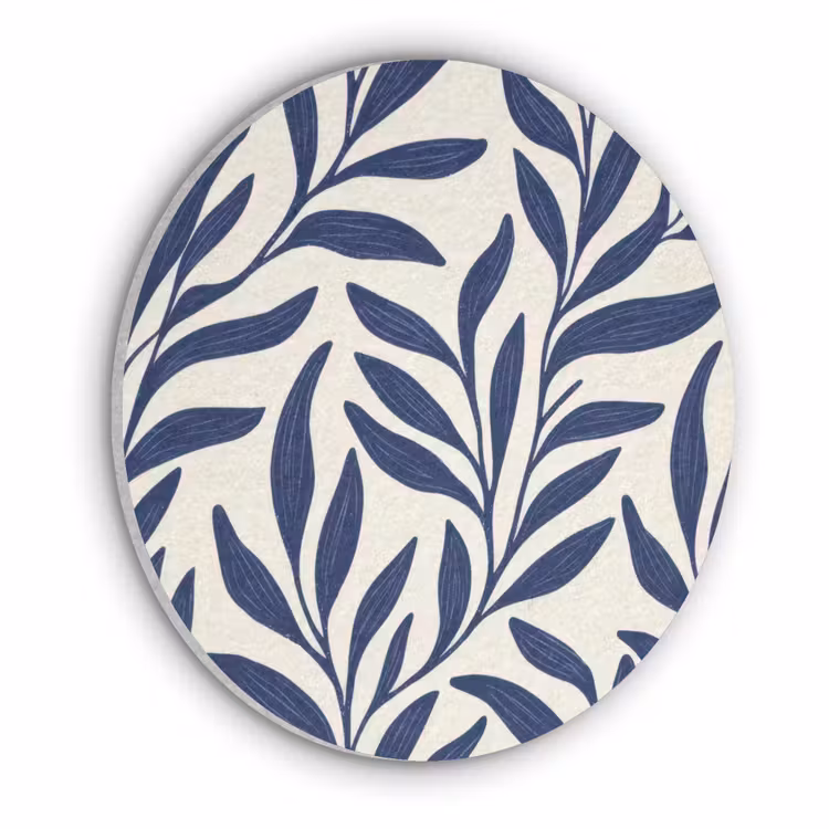 Bladeren - Klimop - Donkerblauw Akoestische PET Vilt - Rond klein -3d