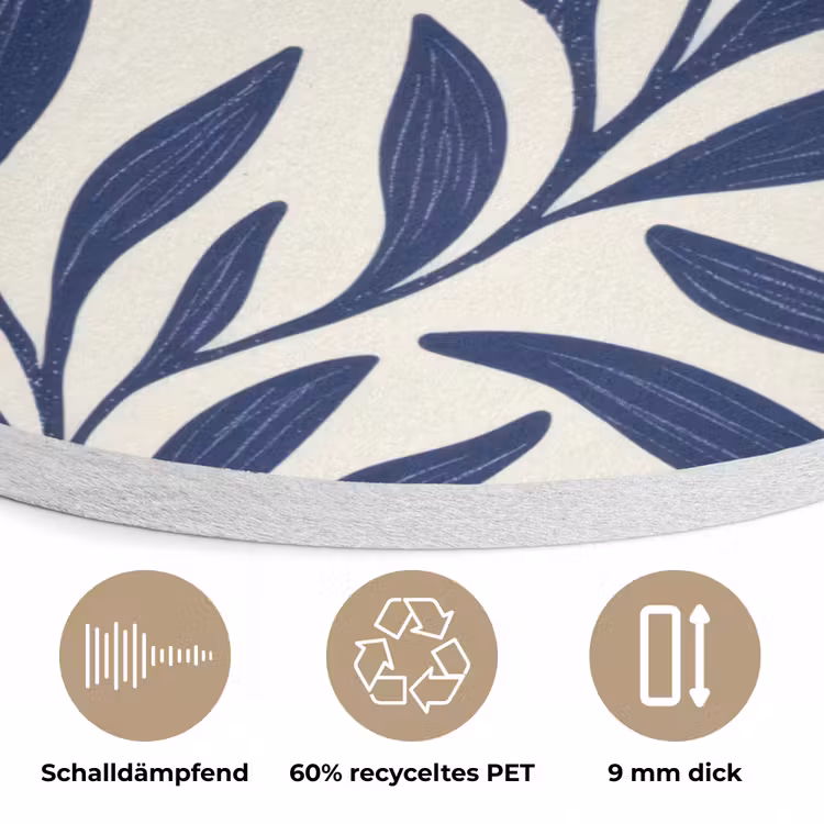 Bladeren - Klimop - Donkerblauw Akoestische PET Vilt - Rond klein -closeup_DE