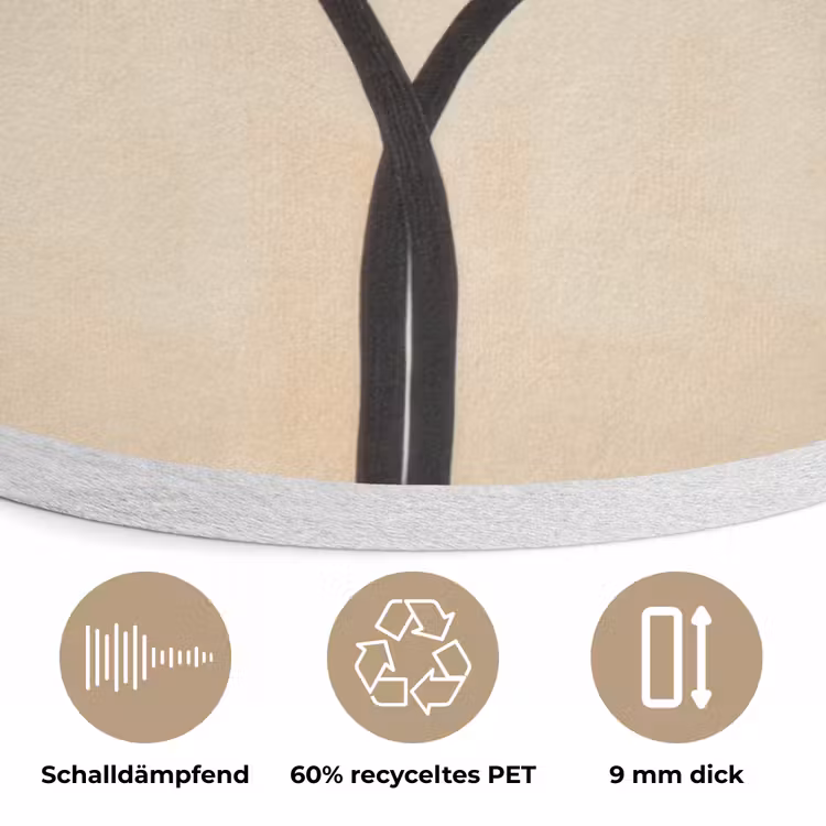 Bladeren - Gestreept - Stengel - Beige Akoestische PET Vilt - Rond klein -closeup_DE