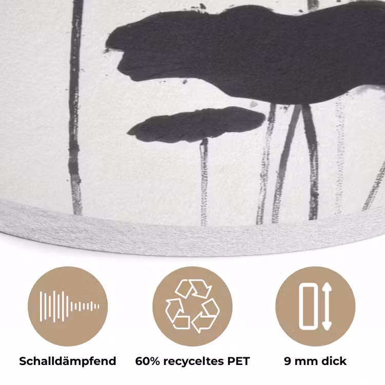 Bladeren - Zwart - Lotusbloem - Minimalitisch Akoestische PET Vilt - Rond klein -closeup_DE