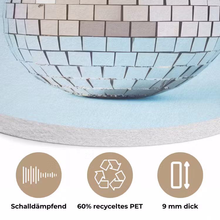 Blauw - Ananas - Disco - Discobal Akoestische PET Vilt - Rond klein -closeup_DE