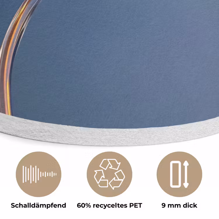 Blauw - Bloem - Glazen - Sierlijk Akoestische PET Vilt - Rond klein -closeup_DE
