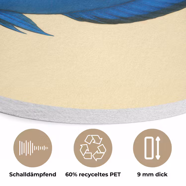 Blauw - Dory - Vis - Staartvin Akoestische PET Vilt - Rond klein -closeup_DE