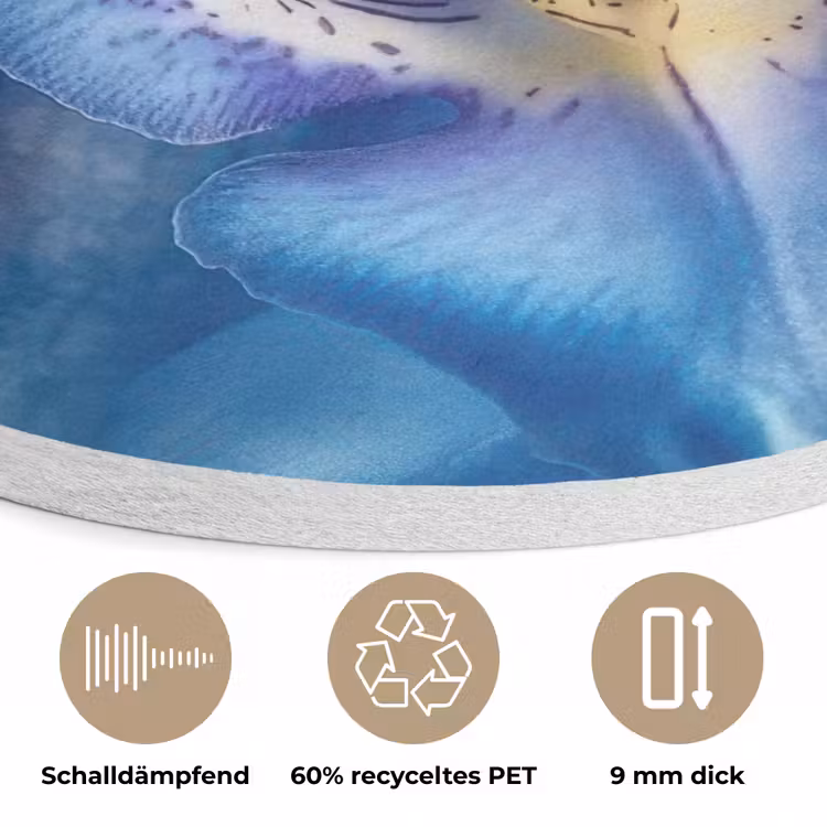 Blauw - Orchidee - Elegeant Akoestische PET Vilt - Rond klein -closeup_DE