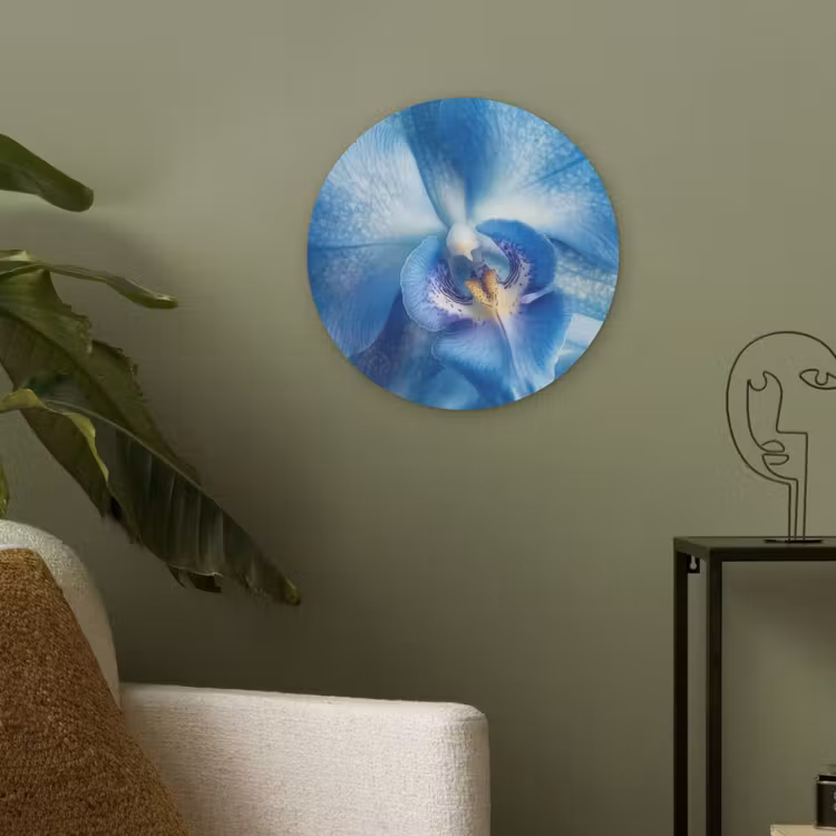 Blauw - Orchidee - Elegeant Akoestische PET Vilt - Rond klein -sfeer2