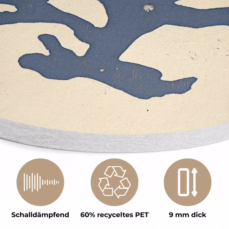 Blauw koraal - Vertakkingen - Beige Akoestische PET Vilt - Rond klein -closeup_DE
