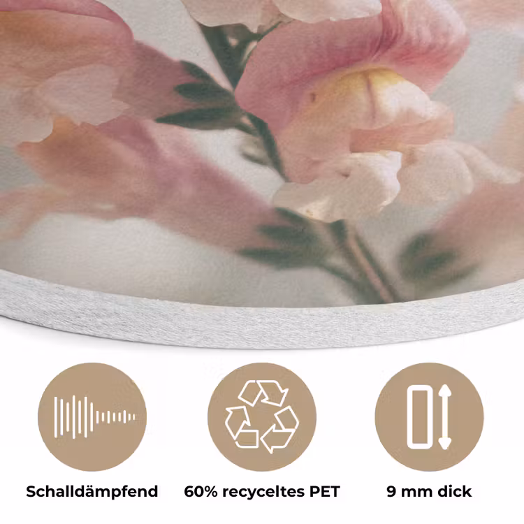 Bloem - Leeuwenbek - Roze - Stengel Akoestische PET Vilt - Rond klein -closeup_DE