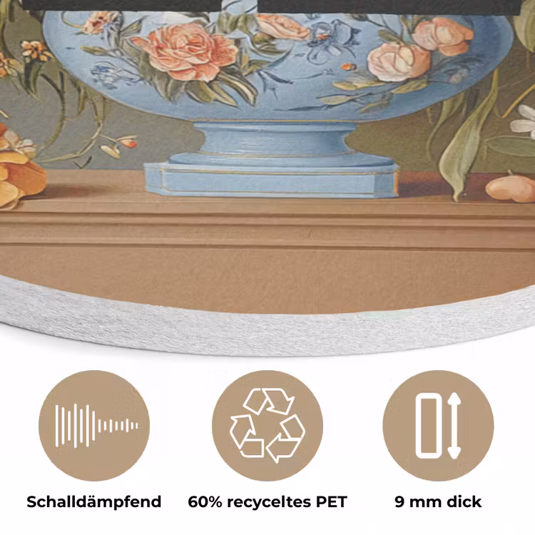 Bloem - Quote - Vintage - Art Akoestische PET Vilt - Rond klein -closeup_DE