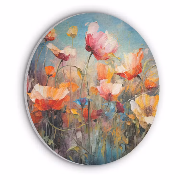 Bloemen - Watercolor - Kunst - Botanisch - Natuur Akoestische PET Vilt - Rond klein -3d