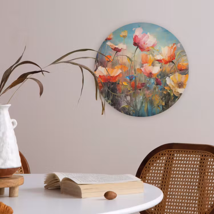Bloemen - Watercolor - Kunst - Botanisch - Natuur Akoestische PET Vilt - Rond klein -sfeer3