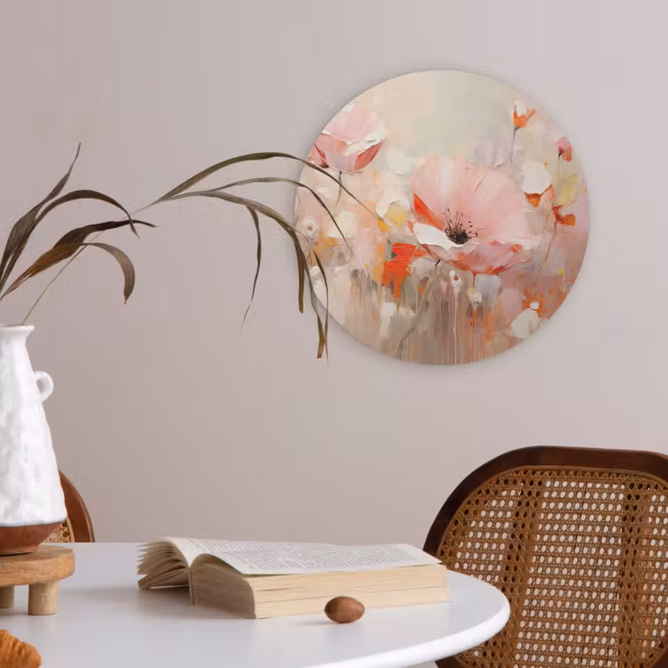 Bloemen - Watercolor - Roze - Abstract - Kunst Akoestische PET Vilt - Rond klein -sfeer3