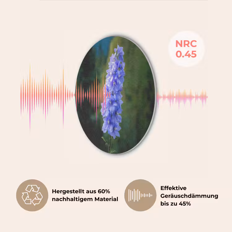 Bloemen - Blauw - Dennenboom Akoestische PET Vilt - Rond klein -USP_DE