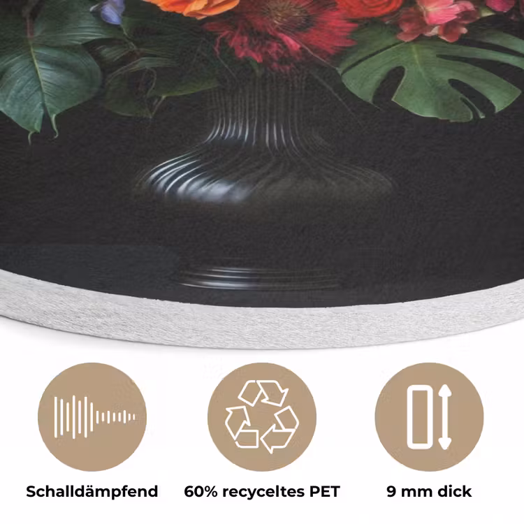 Bloemen - Boeket - Sierlijk Akoestische PET Vilt - Rond klein -closeup_DE