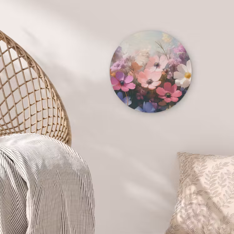 Bloemen - Kleurrijk - Bloei Akoestische PET Vilt - Rond klein -sfeer4