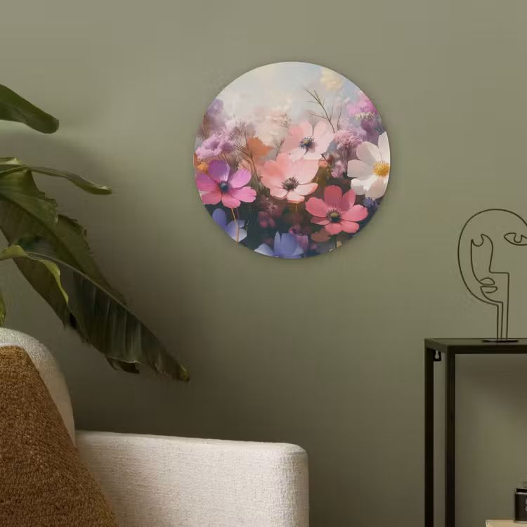 Bloemen - Kleurrijk - Bloei Akoestische PET Vilt - Rond klein -sfeer2