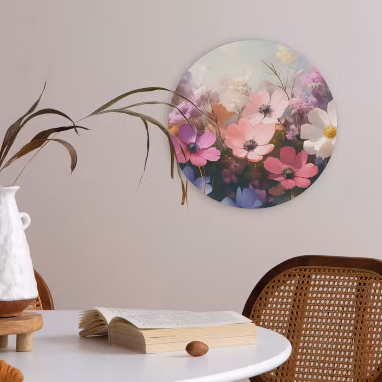 Bloemen - Kleurrijk - Bloei Akoestische PET Vilt - Rond klein -sfeer3