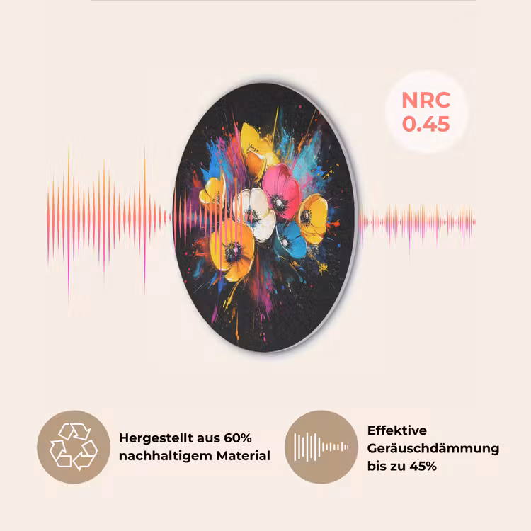 Bloemen - Kleurrijk - Graffiti - Modern - Boeket Akoestische PET Vilt - Rond klein -USP_DE