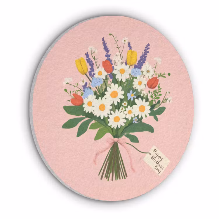 Bloemen - Lint - Kaartje Akoestische PET Vilt - Rond klein -3d