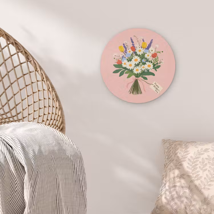 Bloemen - Lint - Kaartje Akoestische PET Vilt - Rond klein -sfeer4