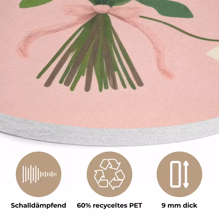 Bloemen - Lint - Kaartje Akoestische PET Vilt - Rond klein -closeup_DE