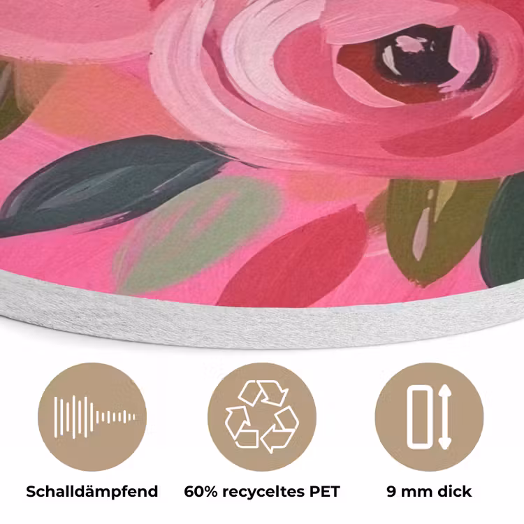 Bloemen - Verf - Roze Akoestische PET Vilt - Rond klein -closeup_DE