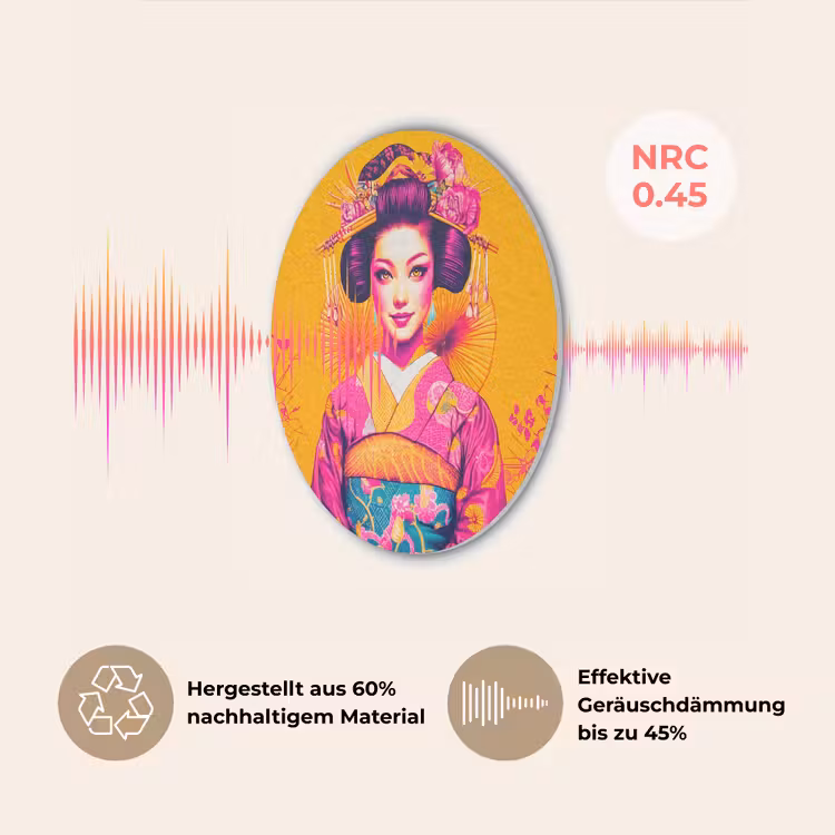 Bloemen - Vrouw - Kimono - Roze Akoestische PET Vilt - Rond klein -USP_DE
