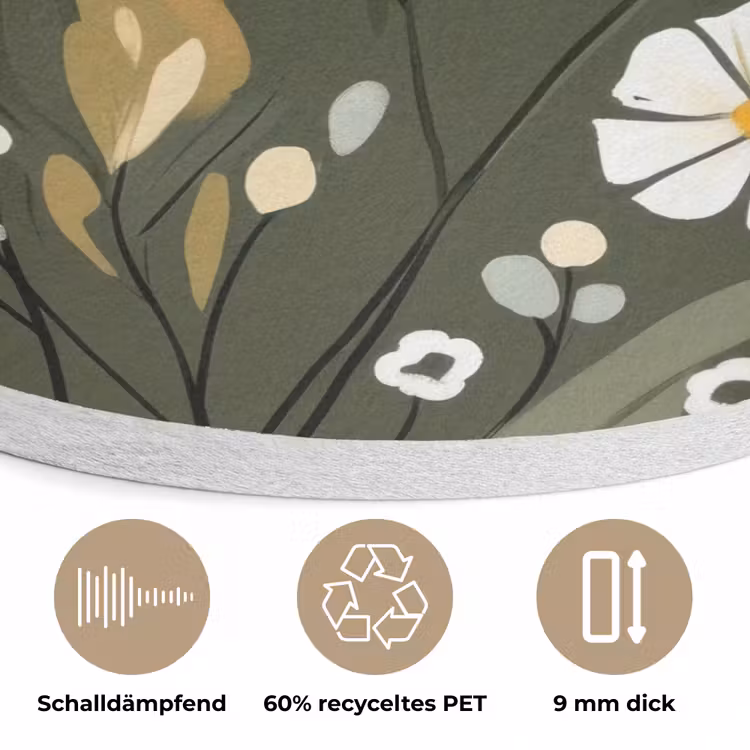 Bloemen - Illustratie - Groen Akoestische PET Vilt - Rond klein -closeup_DE