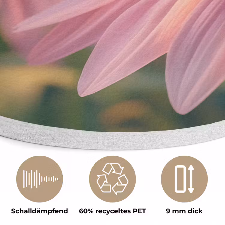 Bloemen - Paars - Bijen Akoestische PET Vilt - Rond klein -closeup_DE