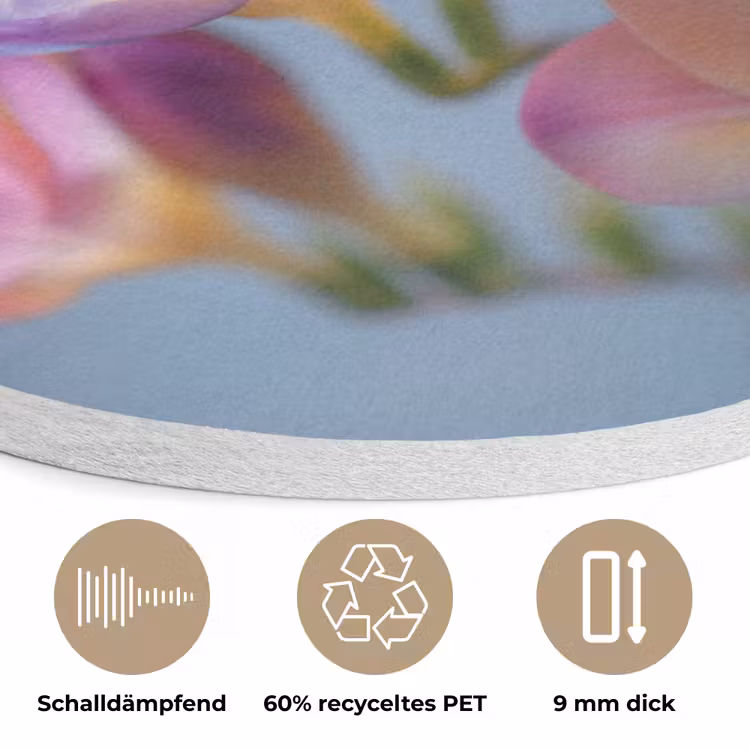 Bloemen - Paars - Overloop - Meeldraden Akoestische PET Vilt - Rond klein -closeup_DE