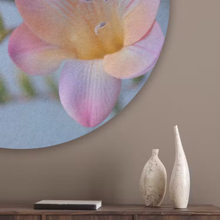 Bloemen - Paars - Overloop - Meeldraden Akoestische PET Vilt - Rond klein -sfeer5_closeup