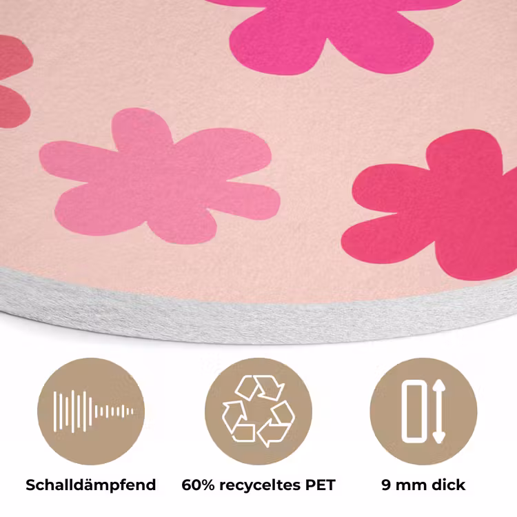 Bloemen - Patroon - Roze Akoestische PET Vilt - Rond klein -closeup_DE