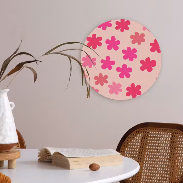 Bloemen - Patroon - Roze Akoestische PET Vilt - Rond klein -sfeer3