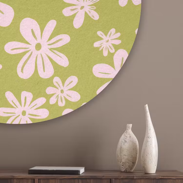 Bloemen - Roze - Getekend - Patroon Akoestische PET Vilt - Rond klein -sfeer5_closeup