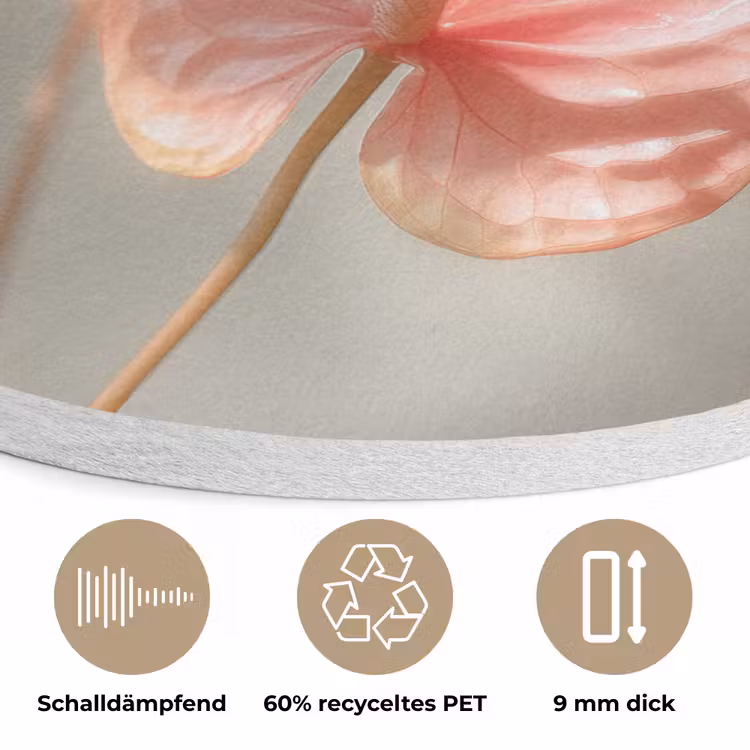 Bloemen - Stelen - Roze - Schaduw Akoestische PET Vilt - Rond klein -closeup_DE