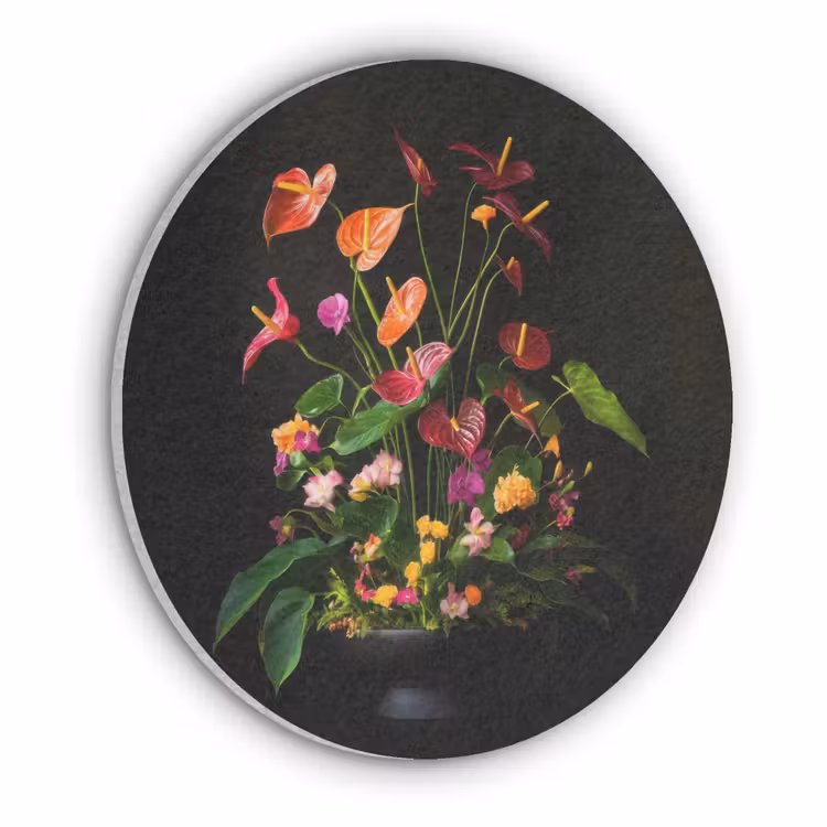 Bloemen - Vaas - Kleurrijk Akoestische PET Vilt - Rond klein -3d