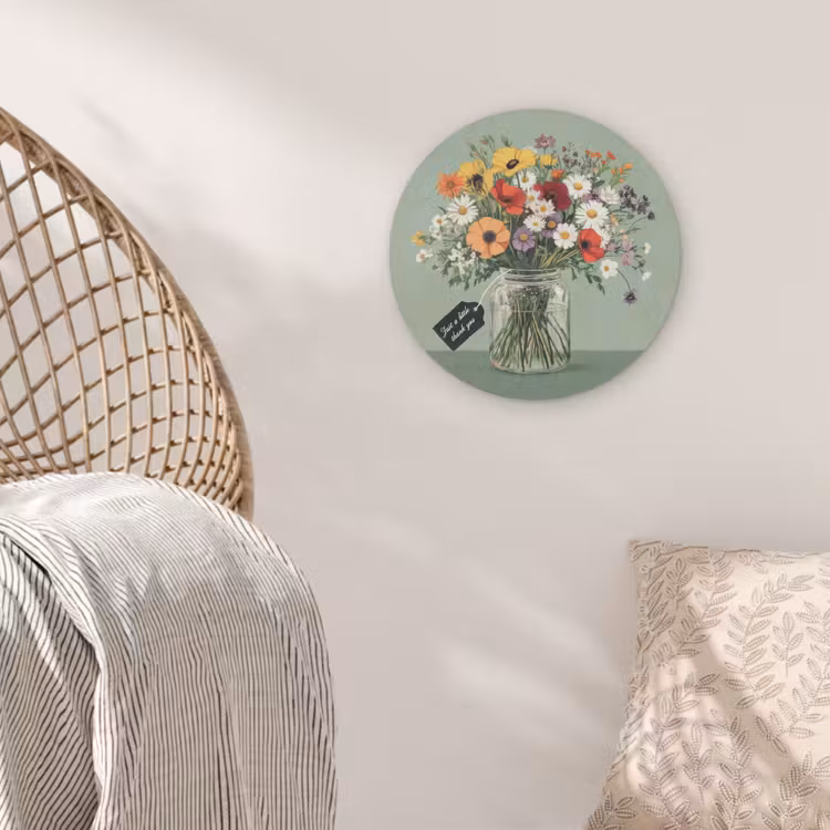 Bloemen - Vaas - Kaartje Akoestische PET Vilt - Rond klein -sfeer4