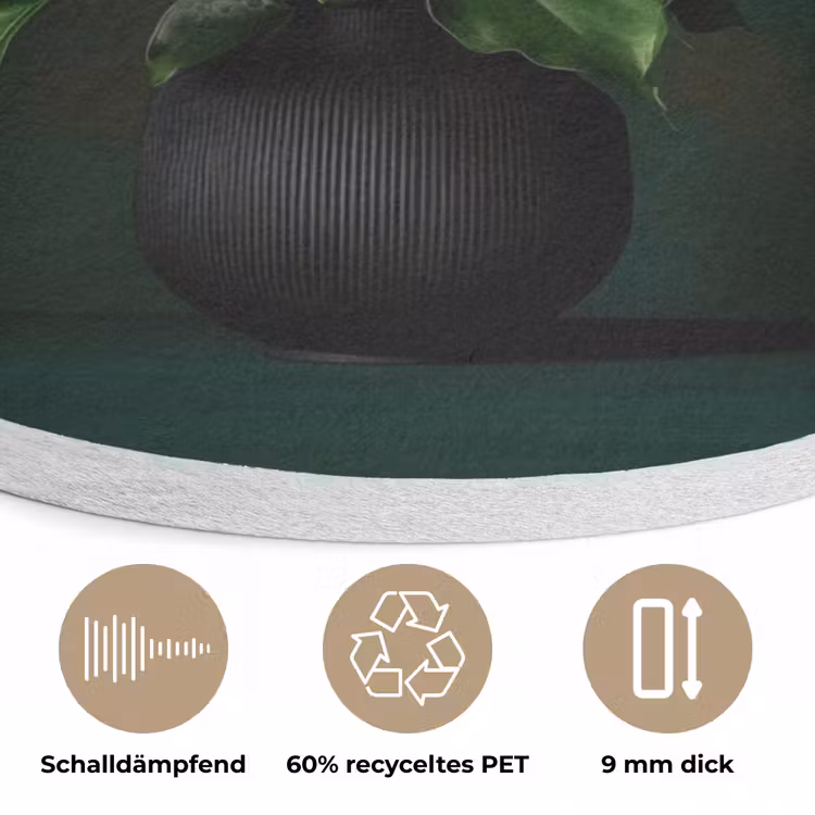 Bloemen - Vaas - Zwart Akoestische PET Vilt - Rond klein -closeup_DE