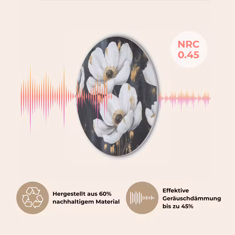 Bloemen - Wit - Abstract Akoestische PET Vilt - Rond klein -USP_DE