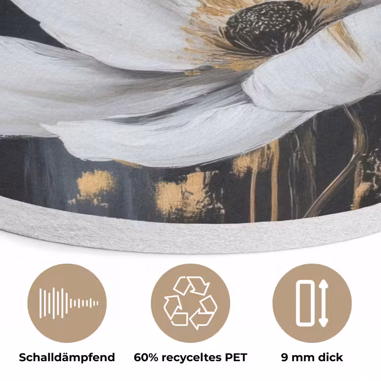 Bloemen - Wit - Abstract Akoestische PET Vilt - Rond klein -closeup_DE