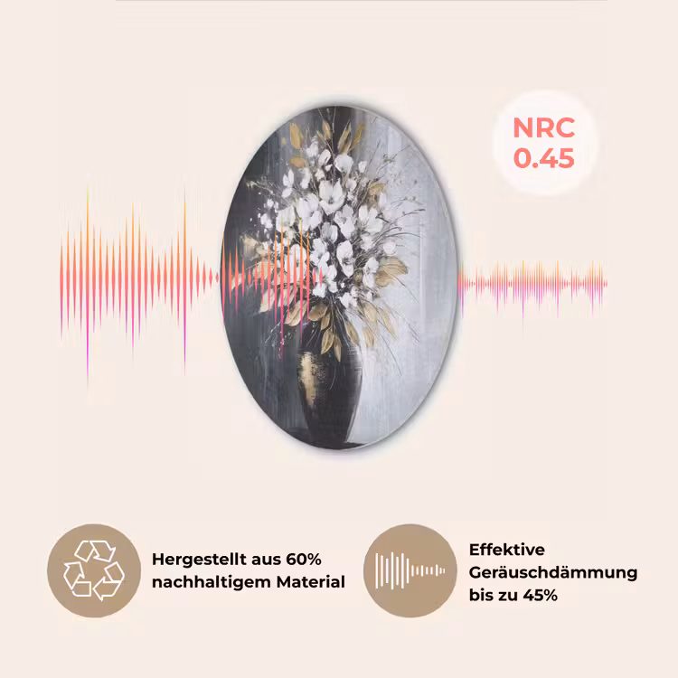 Bloemen - Wit - Vaas - Abstract Akoestische PET Vilt - Rond klein -USP_DE