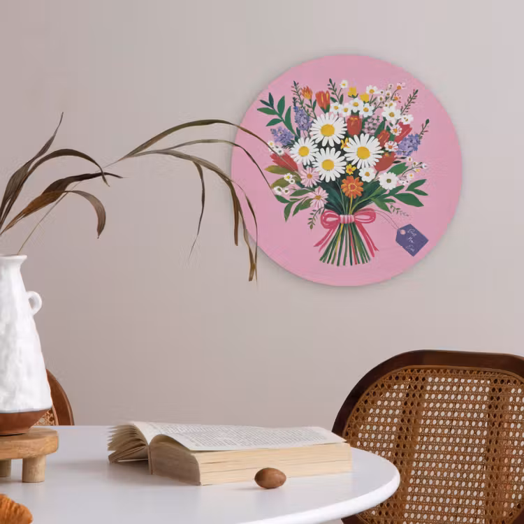 Bloemen - Quote - Kaartje - Kleurrijk Akoestische PET Vilt - Rond klein -sfeer3